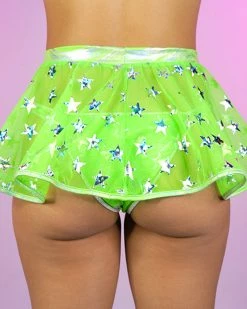 Roma Green Cosmic Stardust Mesh Mini Skirt -ravewonder store 73 31588b08 55c4 402c ae4b b43697324382
