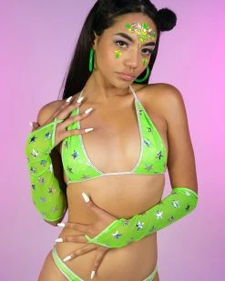 Roma Green Cosmic Stardust Bikini Tie Top