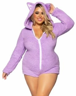Leg Avenue Fuzzy Kitty Onesie -ravewonder store 86999X07608 main
