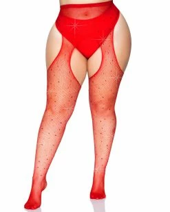 Leg Avenue Rhinestone Fishnet Suspender Pantyhose -ravewonder store 9108X00308 main