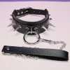 AE Black Spiked Choker & Leash 2pc Set