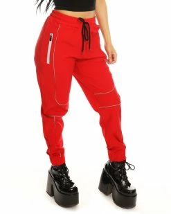 AE Red Reflective Unisex Joggers -ravewonder store A039 BLK B019 RED FRONT 3