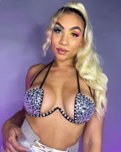 OhYes Fashion Black Double Crossed Diamonds Bustier -ravewonder store BRA