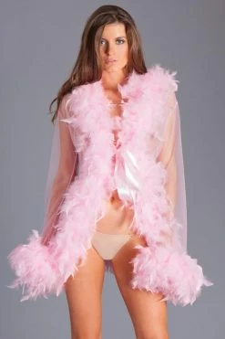 Be Wicked Lady Love Sheer Short Robe With Boa Feather Trim -ravewonder store BW834SCP web 540x 9476251a bfcd 4881 bd8e 19ec872cbbbe