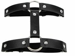 AE 1pc Miss Behaved Dual-Strap Faux Leather O-Ring Leg Garter -ravewonder store Black 4612267d d18e 4398 8e9b 27ac74b19f65