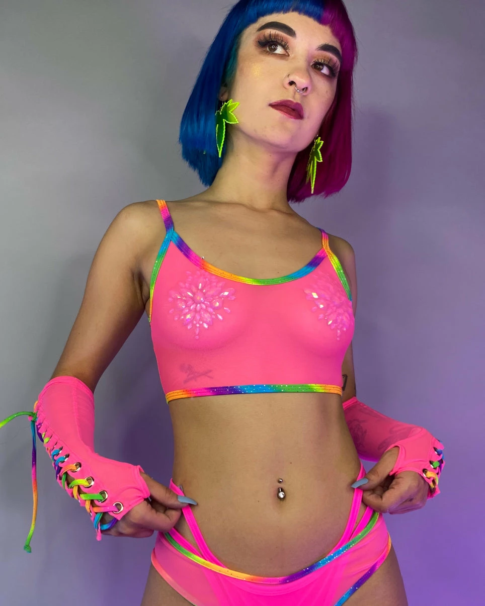 J. Valentine Over The Rainbow Mesh Crop Tank 5 J. Valentine Over The Rainbow Mesh Crop Tank - Image 3