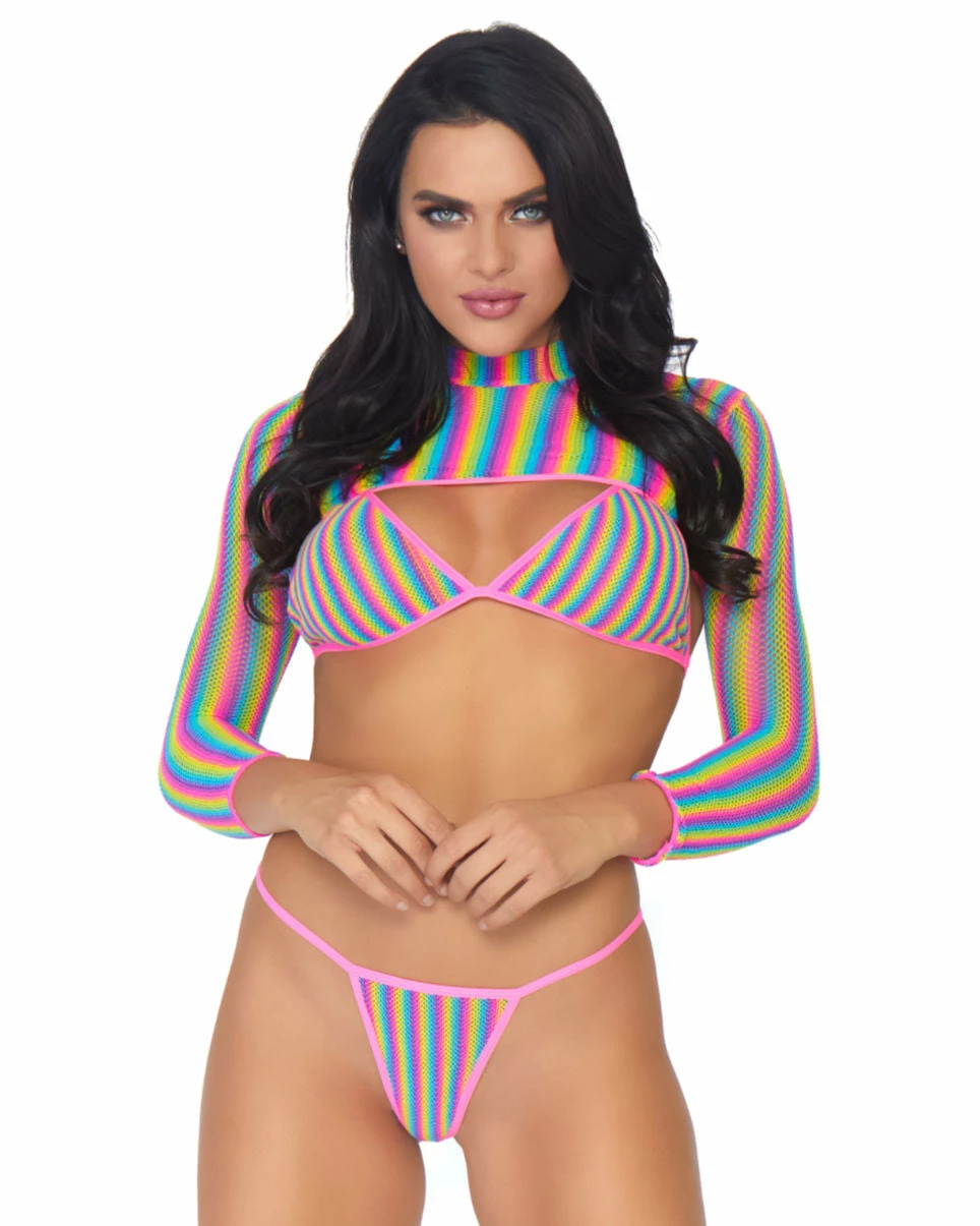 Leg Avenue Rainbow Industrial Net 3pc Bikini Set 5 Leg Avenue Rainbow Industrial Net 3pc Bikini Set - Image 5