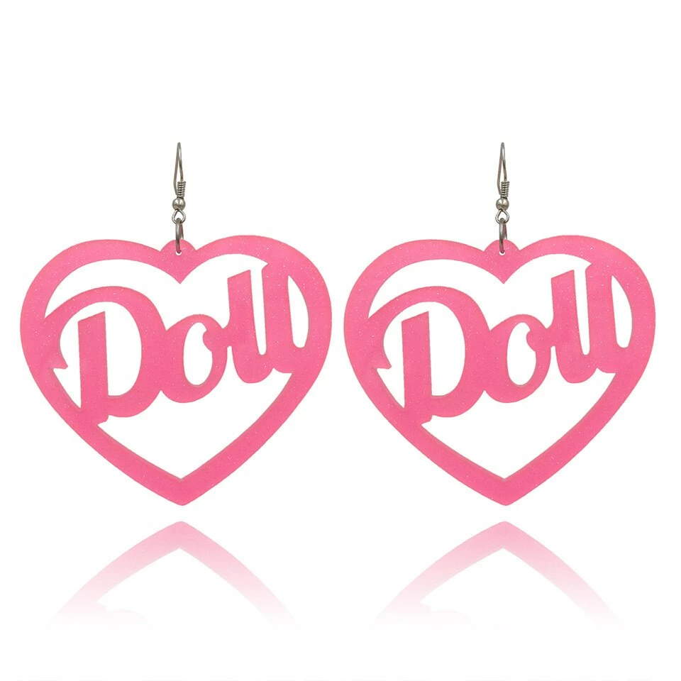 AE I'll Be Your Doll Heart Shaped PVC Earrings 3 AE I'll Be Your Doll Heart Shaped PVC Earrings - Image 3