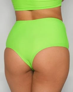 Juan Neon Green High Waist Cheeky Bottoms -ravewonder store DSCF0076