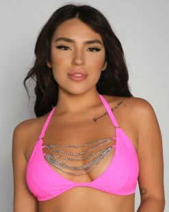 OhYes Fashion Pink Breakin' Chains Bikini Top
