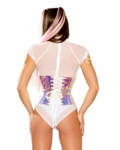 J. Valentine Pink Ice/White Vinyl Holographic Corset Waist Cincher 11 J. Valentine Pink Ice/White Vinyl Holographic Corset Waist Cincher -ravewonder store FF279 ICE BK scaled