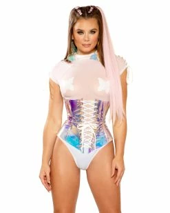 J. Valentine Pink Ice/White Vinyl Holographic Corset Waist Cincher 10 J. Valentine Pink Ice/White Vinyl Holographic Corset Waist Cincher -ravewonder store FF279 ICE FT scaled