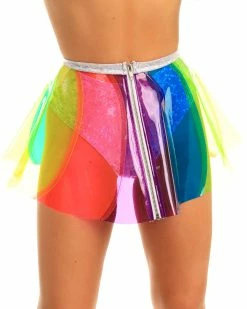 J. Valentine Beach Ball Rainbow Vinyl Pinwheel PVC Skirt -ravewonder store FF379
