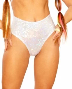 J. Valentine Holographic Shatter High Waist Bottoms -ravewonder store FF389 SLV FF542 BBL FT