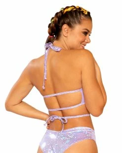 J. Valentine Mesh Tricot Underboob Wrap Top -ravewonder store FF393 FF262 LAV BK