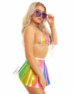 J. Valentine Beach Ball Rainbow Vinyl Pinwheel PVC Skirt -ravewonder store FF542 FF379 SIDE