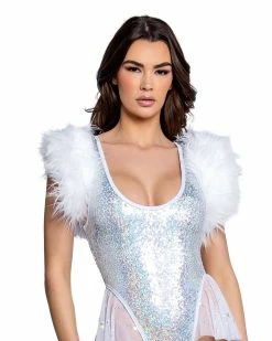 J. Valentine Faux Fur Shoulder Poofs -ravewonder store FR104 SIL FR160 WHT FRONT