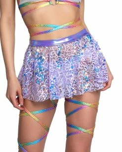 J. Valentine Lilac Sequin Net Tie Skirt -ravewonder store FR106 LAV FR132 WHT FR133 WHT FRONT