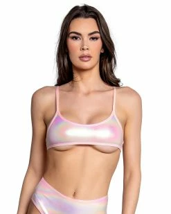 J. Valentine Baby Pink Holo Foil Micro Tank -ravewonder store FR137 FR138 BPK FRONT