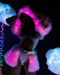 J. Valentine Confetti LED White Fur Belted Skirt -ravewonder store FR150 FR151 CNF FRONT 1 scaled