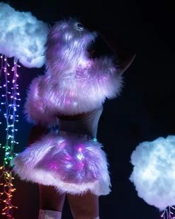 J. Valentine White/Pink LED White Fur Belted Skirt -ravewonder store FR150 FR151 WPK BACK 1 scaled