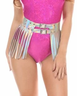 Daisy's Corsets Sonic Fantasy Holographic Silver Fringe Skirt -ravewonder store HAR 106c