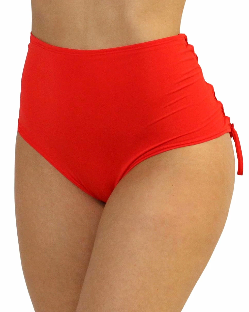 Shark Red Lace Back High Waist Bottoms 6 Shark Red Lace Back High Waist Bottoms - Image 6