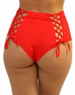 Shark Red Lace Back High Waist Bottoms 10 Shark Red Lace Back High Waist Bottoms -ravewonder store IMG 2542 clipped rev 1