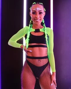 AE Neon Yellow Black Mesh Shrug With Buckle -ravewonder store IMG 7833 8f9fe6a3 b5bc 43b4 80d8 7d9a1d6dd1ec