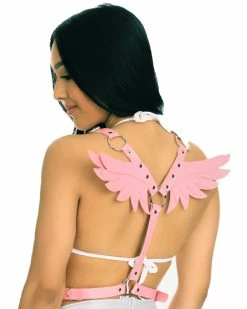AE Heaven Sent Faux Leather Wings Harness -ravewonder store K020 PNK