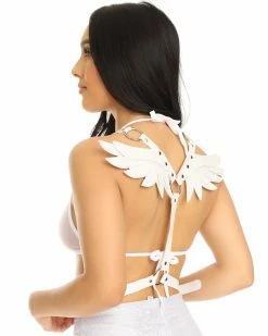 AE Heaven Sent Faux Leather Wings Harness -ravewonder store K020 WHT