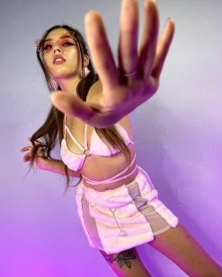 OhYes Fashion Pet Me Fuzzy Mesh Stripe Mini Skirt -ravewonder store P10 cf9c6706 17f4 4dd2 bce6 7c75b571d620