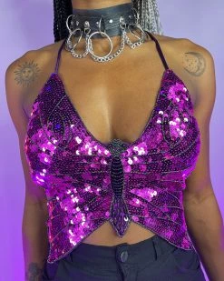 Western Fashion Butterfly Kween Sequin Top 19 Western Fashion Butterfly Kween Sequin Top -ravewonder store P16
