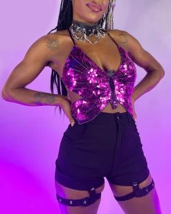 Western Fashion Butterfly Kween Sequin Top 22 Western Fashion Butterfly Kween Sequin Top -ravewonder store P18