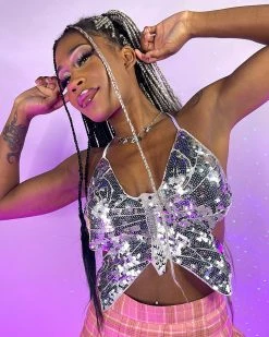 Western Fashion Butterfly Kween Sequin Top 21 Western Fashion Butterfly Kween Sequin Top -ravewonder store P25