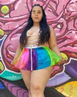 J. Valentine Beach Ball Rainbow Vinyl Pinwheel PVC Skirt -ravewonder store Photo Jun 26 3 01 03 PM