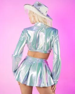 Hot And Delicious Baby Blue Hot Fix 2pc Skirt Set -ravewonder store RW 011923 725