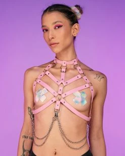 AE Baby In Pink Harness With Chains