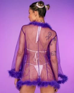 Be Wicked So Xxtra Feather Trim Sheer Short Robe -ravewonder store RW 062922 455 1 scaled