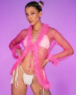 Be Wicked So Xxtra Feather Trim Sheer Short Robe -ravewonder store RW 062922 651 1 scaled