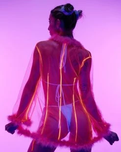 Be Wicked So Xxtra Feather Trim Sheer Short Robe -ravewonder store RW 062922 6781 1 scaled
