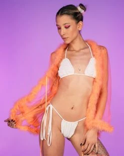 Be Wicked So Xxtra Feather Trim Sheer Short Robe