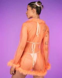 Be Wicked So Xxtra Feather Trim Sheer Short Robe -ravewonder store RW 062922 692 1 scaled