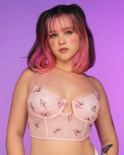 TIC TOC Baby Pink Butterfly Bustier Top -ravewonder store RW 071922 488