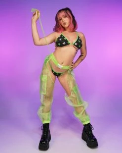 Hot And Delicious Neon Green Sheer Possibilities Organza Chaps 14 Hot And Delicious Neon Green Sheer Possibilities Organza Chaps -ravewonder store RW 071922 814