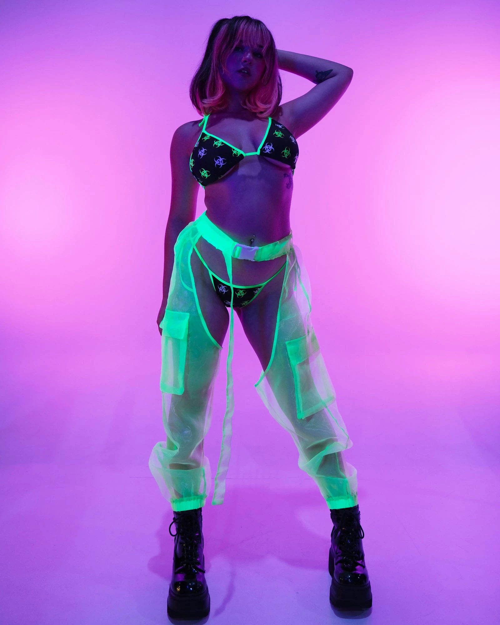 Hot And Delicious Neon Green Sheer Possibilities Organza Chaps 4 Hot And Delicious Neon Green Sheer Possibilities Organza Chaps - Image 2