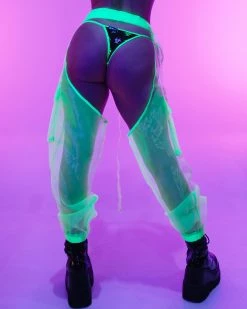 Hot And Delicious Neon Green Sheer Possibilities Organza Chaps 15 Hot And Delicious Neon Green Sheer Possibilities Organza Chaps -ravewonder store RW 071922 830