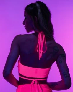 OhYes Fashion Neon Pink Matrix Strappy Top -ravewonder store RW 072222 255