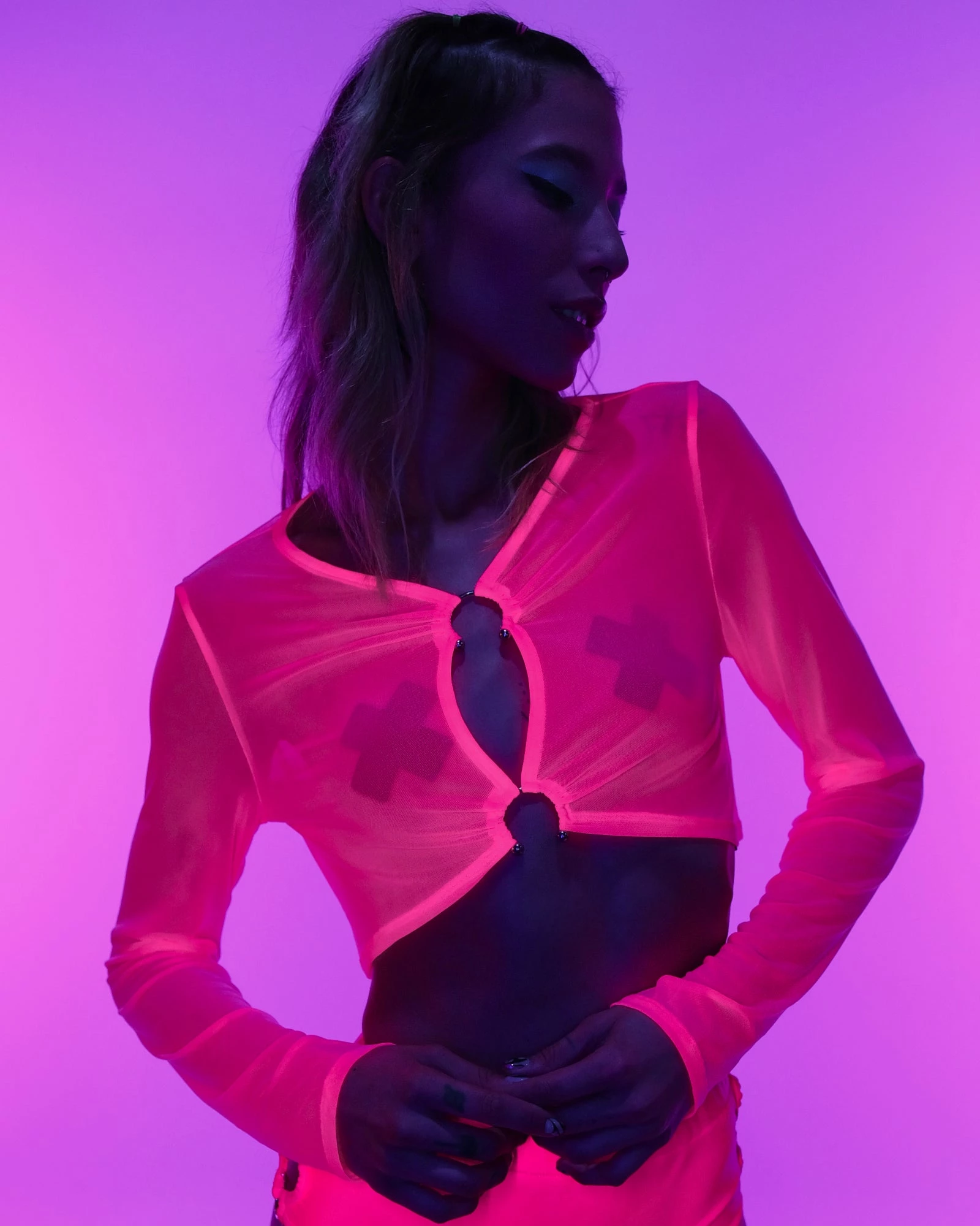 OhYes Fashion Ring My Bell Pink Mesh Top 4 OhYes Fashion Ring My Bell Pink Mesh Top - Image 2