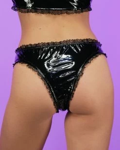 OhYes Fashion Black Vinyl Pixie Bottoms -ravewonder store RW 080322 0457